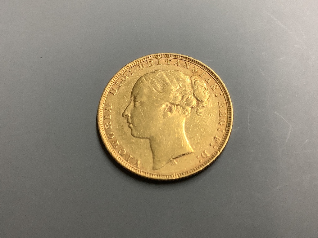 A Victorian gold sovereign, 1880.
